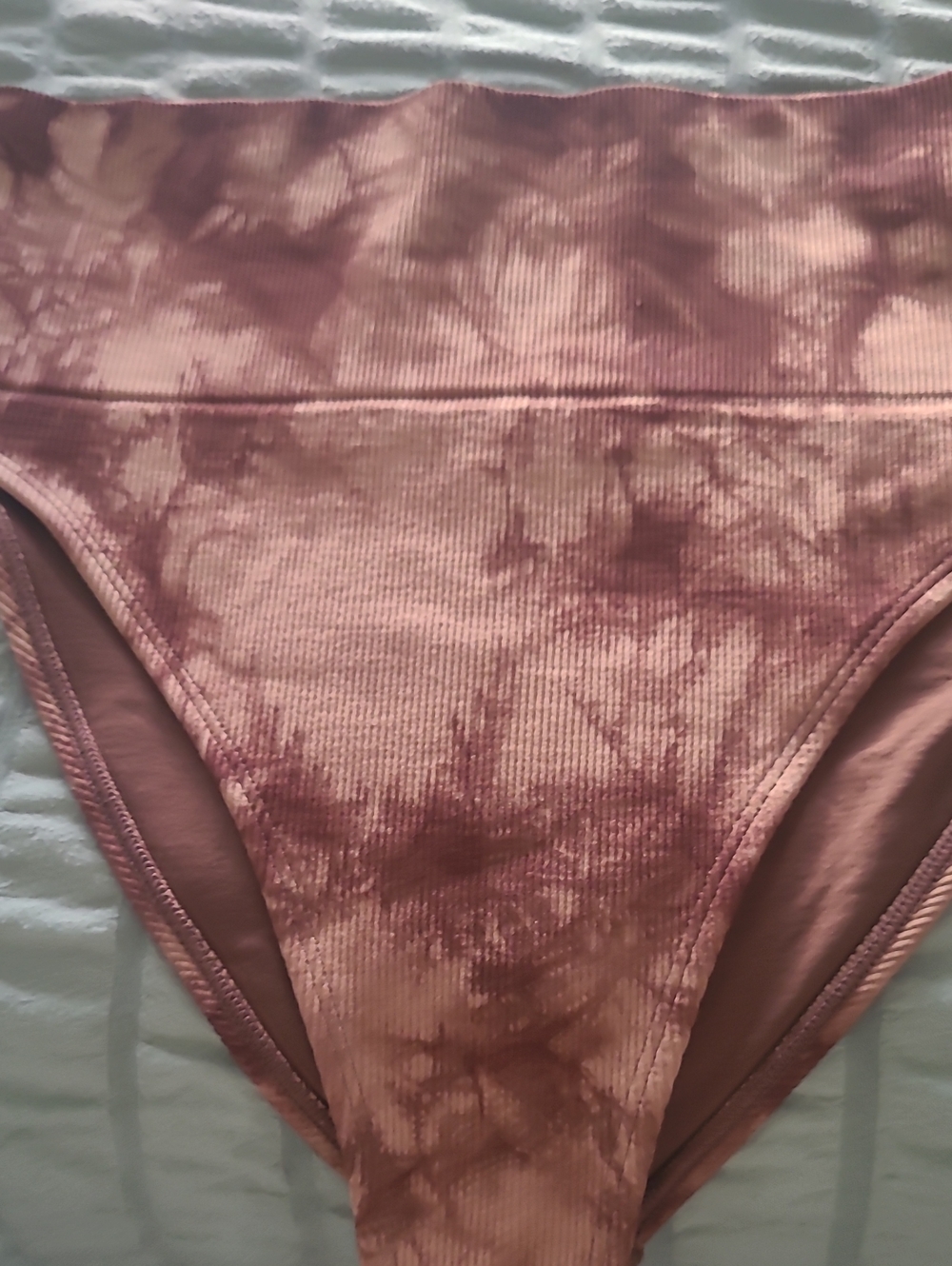 High-Waist Tie-Dye Bikini Bottom - Mauve Brown